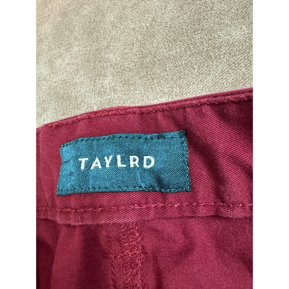 Taylrd Mens Slim Fit Mid Rise Straight Cotton Blend Lined Red Chino Pants 33x32 - Picture 3 of 8